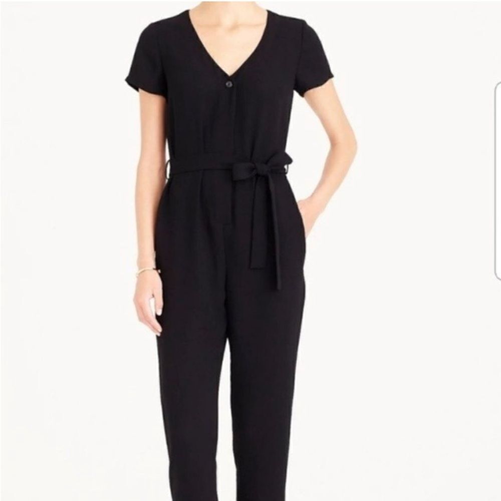 J Crew Mercantile Black V-Neck Short Sleeve Jumpsuit Size 0